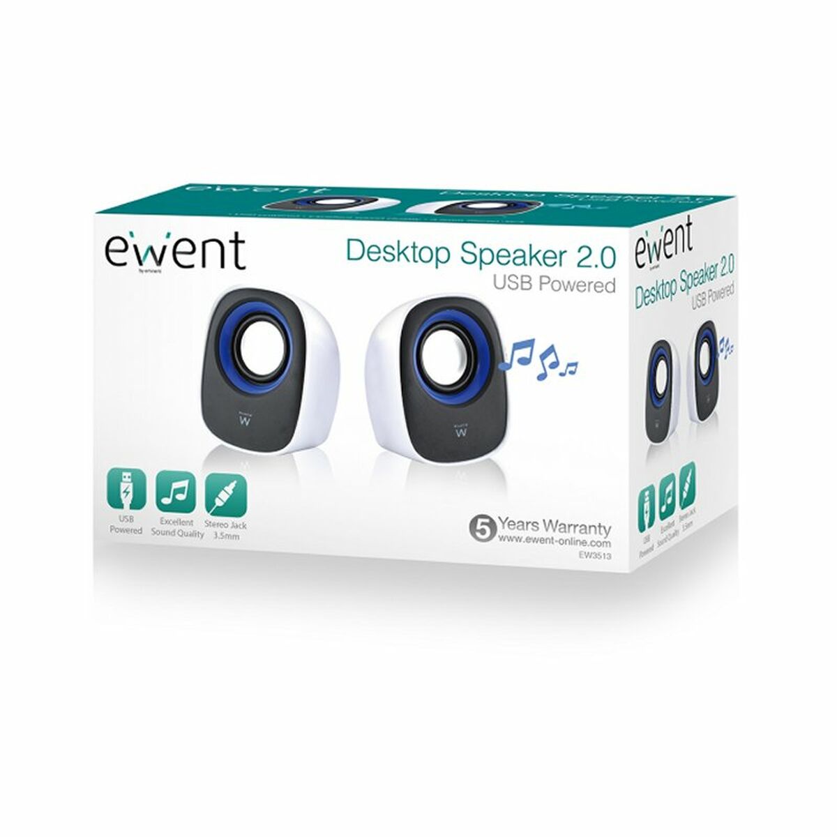 Reproduktory k PC Ewent EW3513 Bílý Černý 5 W